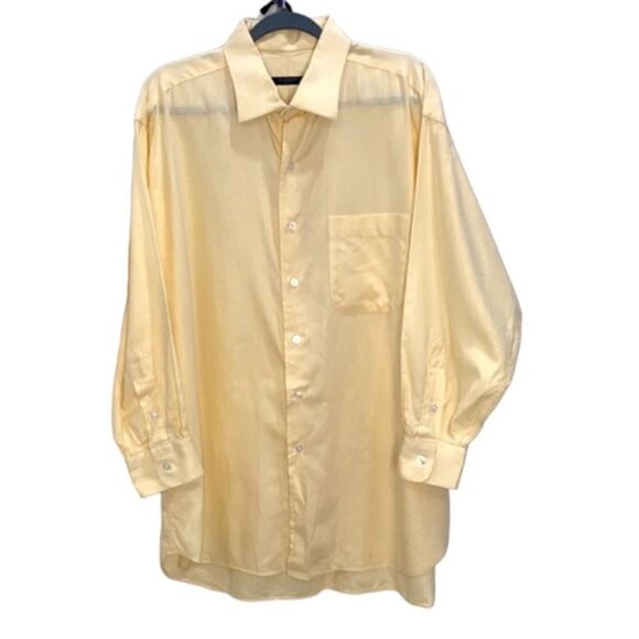 Burberry London Men's Canary Yellow Button Down Dress Shirt Size 17 1/2 34 - Picture 1 of 10